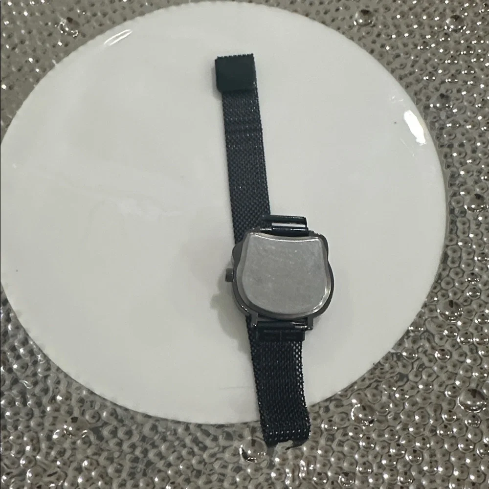 Cute Cat Face Watch Rhinestone Bow Magnetic Mesh Band